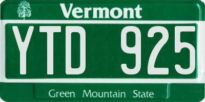 VT license plate YTD925