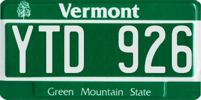 VT license plate YTD926