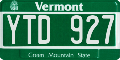 VT license plate YTD927