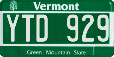 VT license plate YTD929