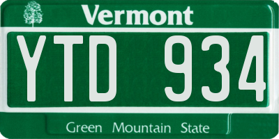 VT license plate YTD934