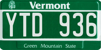 VT license plate YTD936