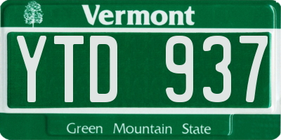 VT license plate YTD937