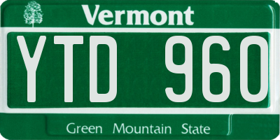 VT license plate YTD960