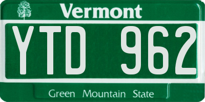 VT license plate YTD962
