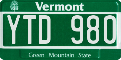 VT license plate YTD980