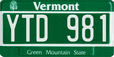 VT license plate YTD981