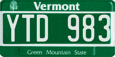 VT license plate YTD983