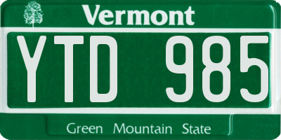 VT license plate YTD985