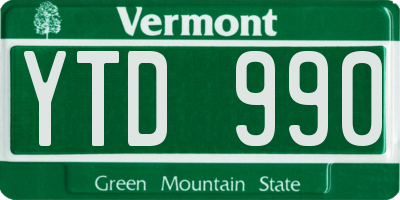 VT license plate YTD990