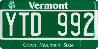 VT license plate YTD992