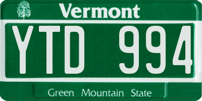 VT license plate YTD994
