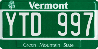 VT license plate YTD997