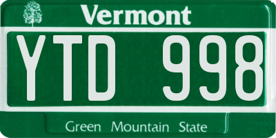 VT license plate YTD998