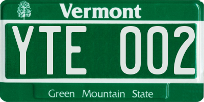 VT license plate YTE002