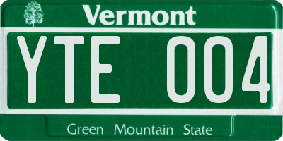 VT license plate YTE004