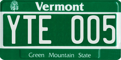 VT license plate YTE005