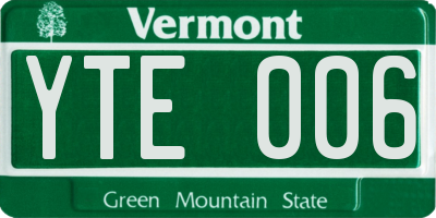 VT license plate YTE006