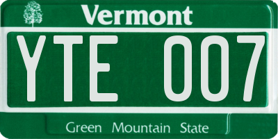 VT license plate YTE007