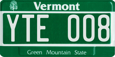 VT license plate YTE008