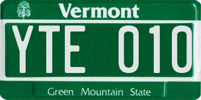 VT license plate YTE010