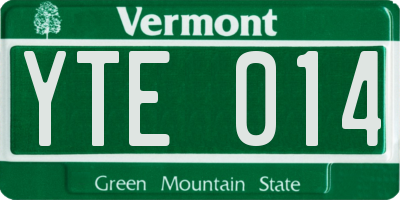 VT license plate YTE014