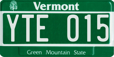 VT license plate YTE015