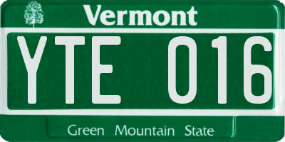 VT license plate YTE016