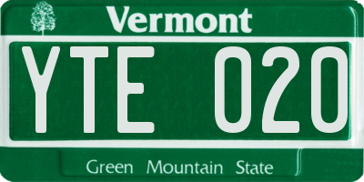 VT license plate YTE020