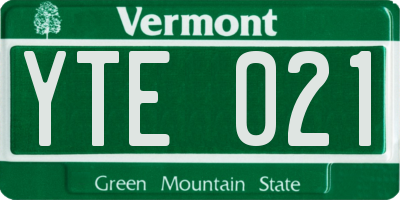 VT license plate YTE021