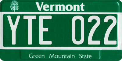 VT license plate YTE022