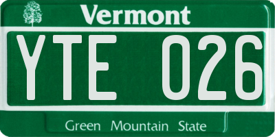 VT license plate YTE026