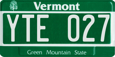 VT license plate YTE027