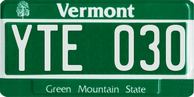 VT license plate YTE030