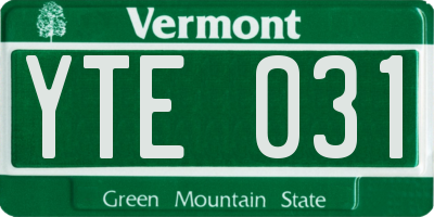 VT license plate YTE031