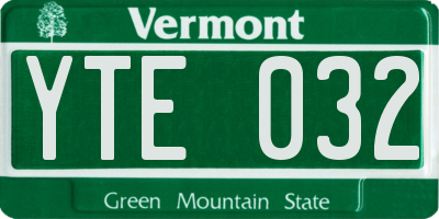 VT license plate YTE032