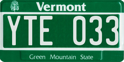 VT license plate YTE033
