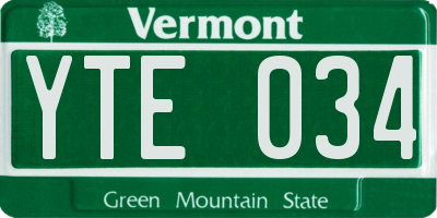 VT license plate YTE034