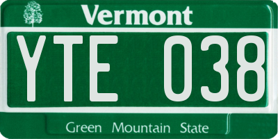 VT license plate YTE038