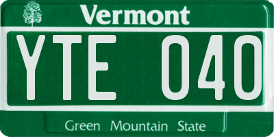 VT license plate YTE040