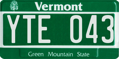VT license plate YTE043