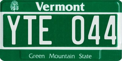VT license plate YTE044