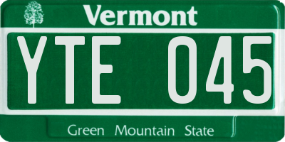VT license plate YTE045