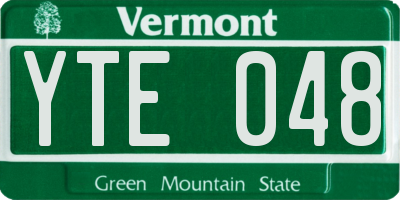 VT license plate YTE048