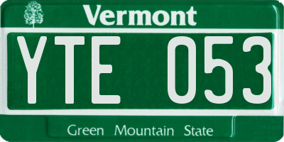 VT license plate YTE053