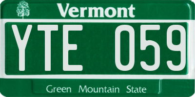 VT license plate YTE059