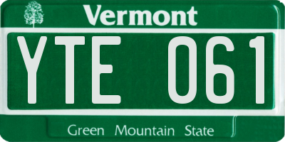 VT license plate YTE061