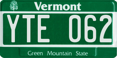 VT license plate YTE062