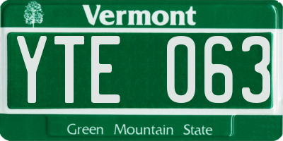 VT license plate YTE063