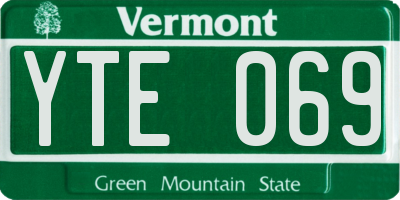 VT license plate YTE069